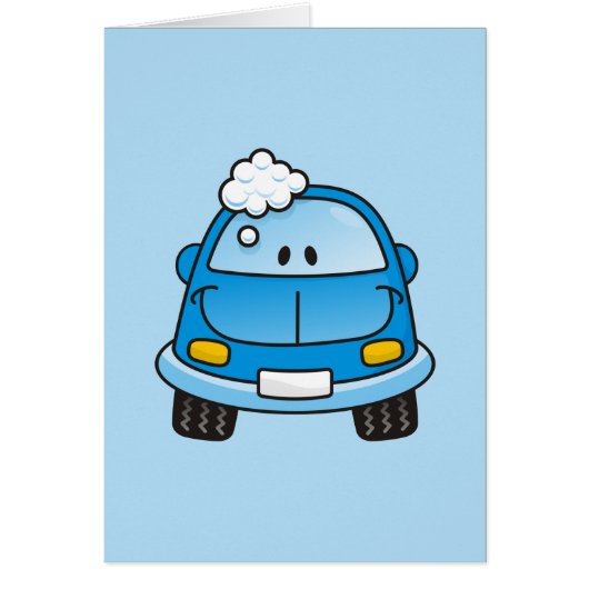 Blue car with bubbles cards (Front)