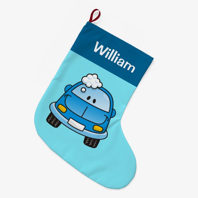 Blue Car with Bubbles Christmas Stocking (Front (Hanging))