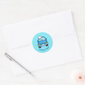 Blue car with bubbles classic round sticker (Envelope)