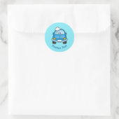 Blue car with bubbles classic round sticker (Bag)