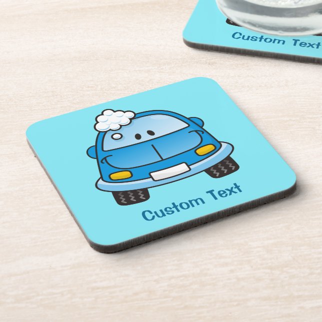 Blue car with bubbles drink coaster (Left Side)