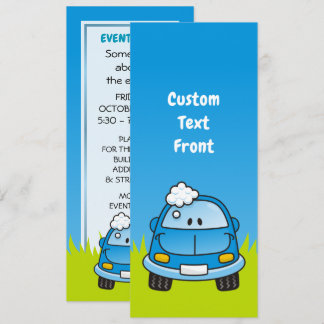 Blue Car with Bubbles Invitation