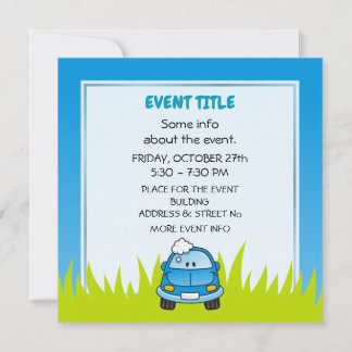 Blue Car with Bubbles Invitation