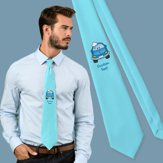 Blue car with bubbles neck tie