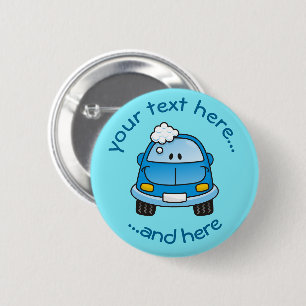 Blue Car with Bubbles Pinback Button