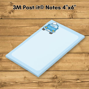Blue car with bubbles post-it notes