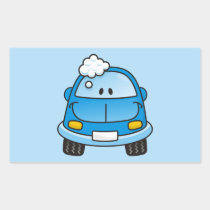 Blue car with bubbles rectangular sticker