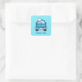 Blue car with bubbles square sticker (Bag)