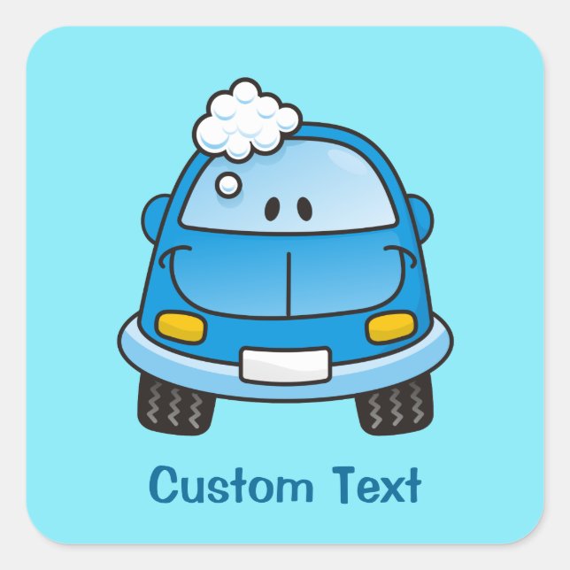 Blue car with bubbles square sticker (Front)