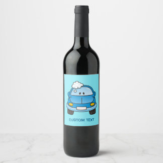 Blue Car with Bubbles Wine Label