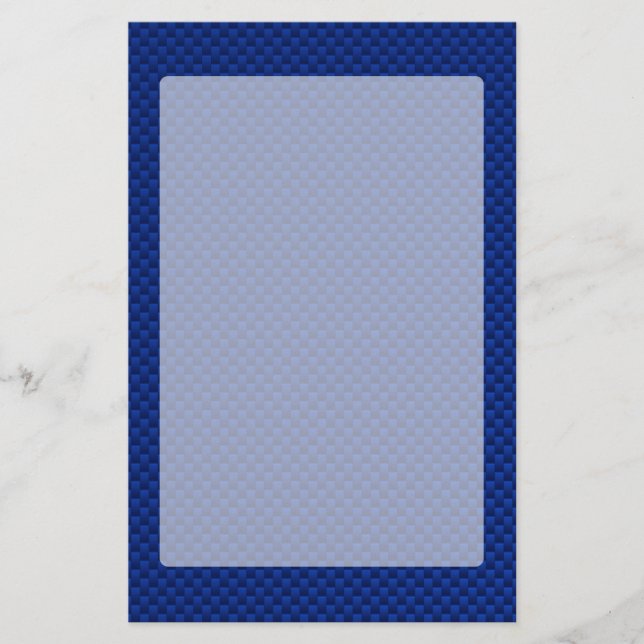 Blue Carbon Fiber Like Decor Background Stationery (Front)