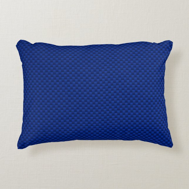 Blue Carbon Fiber Like Print Background Decorative Pillow (Front)