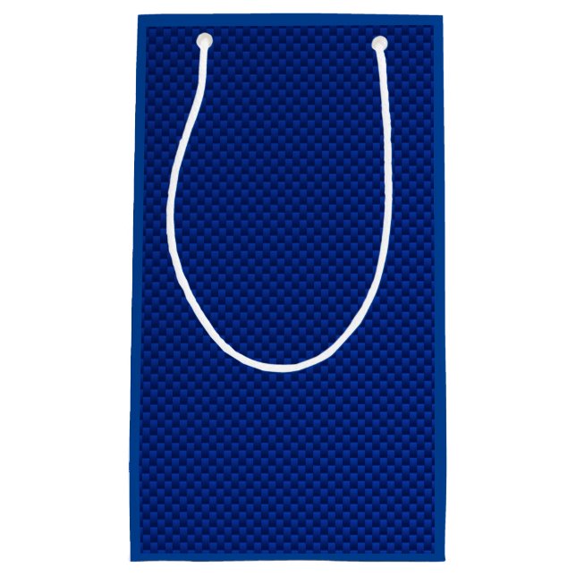 Blue Carbon Fiber Like Print Decor Small Gift Bag (Front)
