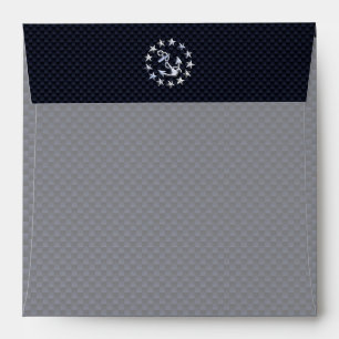 Blue Carbon Fiber Nautical Chrome Yacht Flag Print Envelope