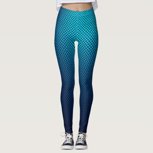 Blue carbon fiber pattern leggings