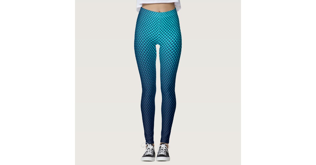 Blue black carbon fiber patterned leggings