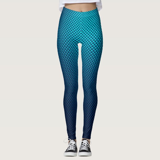 Blue carbon fiber pattern leggings (Front)