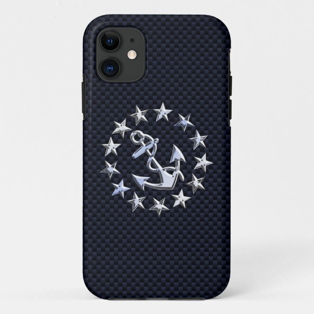 Blue Carbon Fiber Style Chrome Like Yacht Flag Case-Mate iPhone Case (Back)