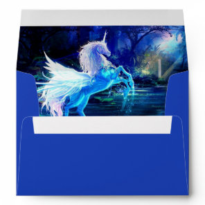 Blue Card Envelope Pegasus Unicorn Inside