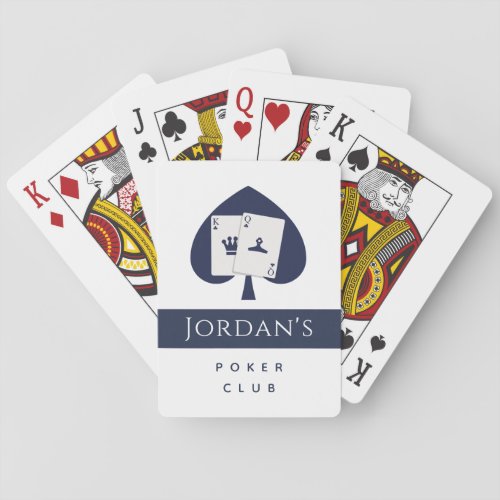 Blue Card Suit Spade Mens Poker Club Players Name