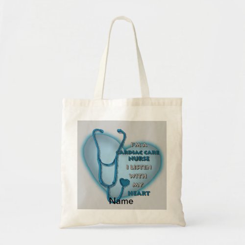 Blue Cardiac Care Nurse Tote Bag