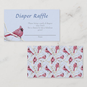 Blue Cardinal Bird Baby Shower Diaper Raffle Enclosure Card