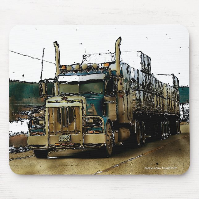 Blue Cargo Truck - Lorry and Highway Art 2 Mouse Pad (Front)