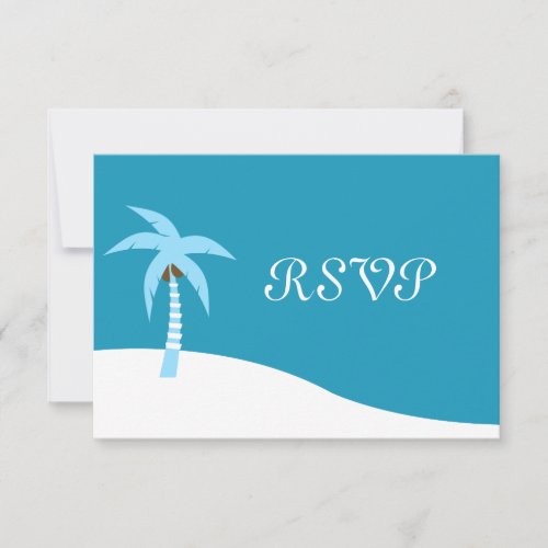 Blue Caribbean Palm Tree RSVP Card Personalized Announcements