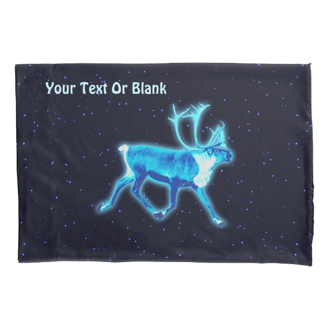 Blue Caribou Pillow Case (Front)