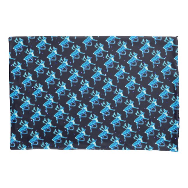 Blue Caribou Pillow Case (Front)