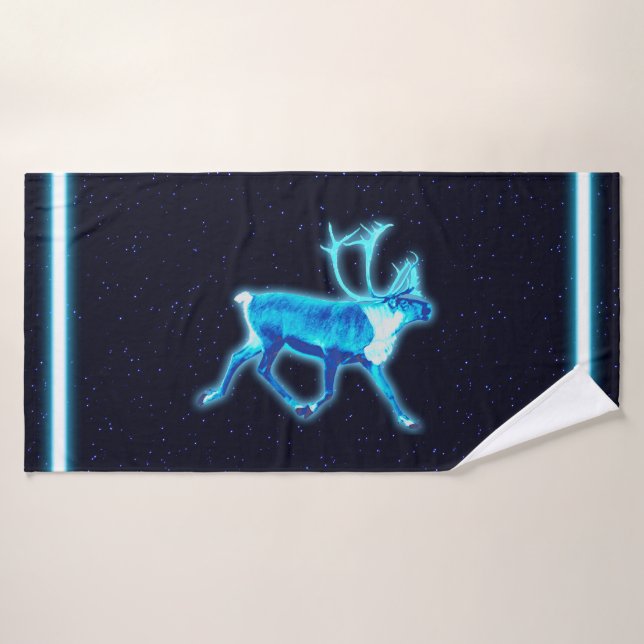 Blue Caribou (Reindeer) Bath Towel (Bath Towel)