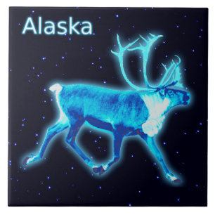 Blue Caribou (Reindeer) Ceramic Tile