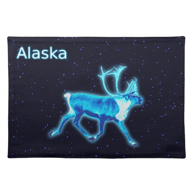 Blue Caribou (Reindeer) Cloth Placemat (Front)