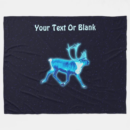 Blue Caribou Reindeer Fleece Blanket