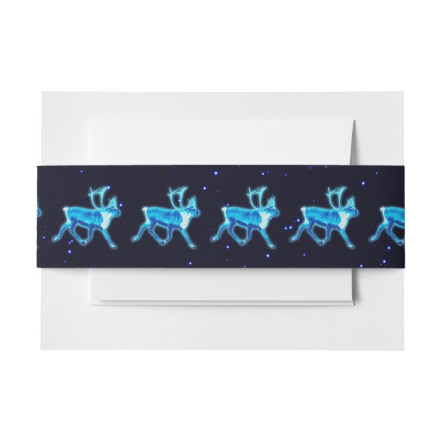 Blue Caribou (Reindeer) Invitation Belly Band (Front Example)