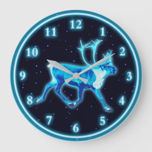 Blue Caribou (Reindeer) Large Clock