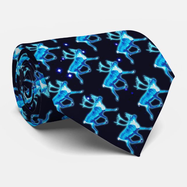 Blue Caribou (Reindeer) Neck Tie (Rolled)