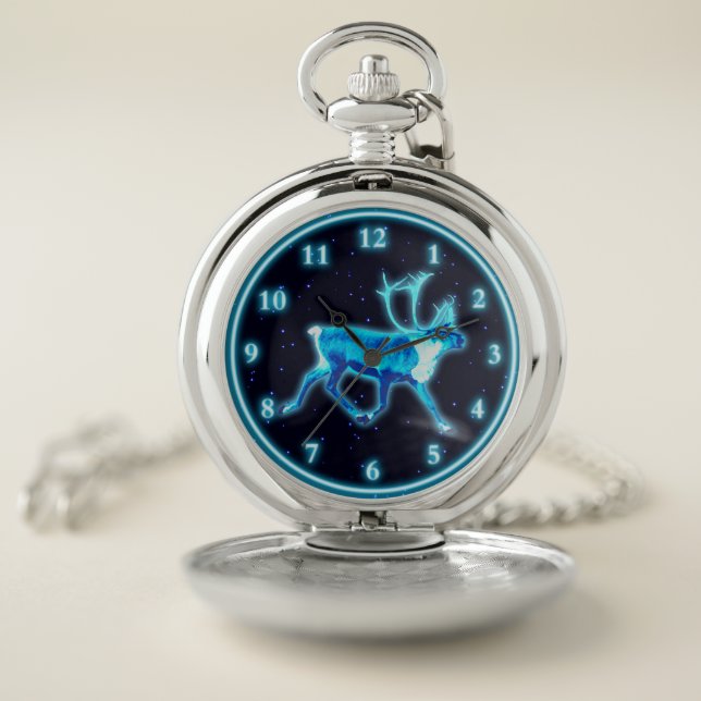 Blue Caribou (Reindeer) Pocket Watch (Inside)