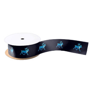 Blue Caribou (Reindeer) Satin Ribbon