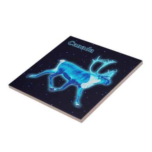 Blue Caribou Reindeer Tile