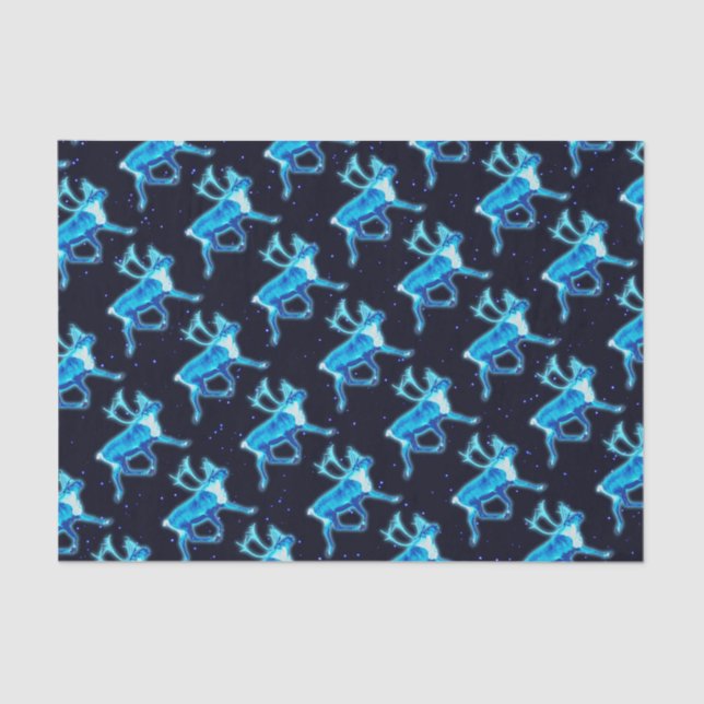 Blue Caribou (Reindeer) Tissue Paper (Front)