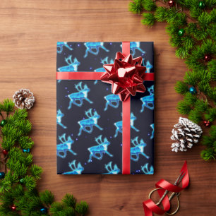 Blue Caribou (Reindeer) Wrapping Paper