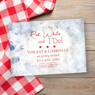 Blue Carnation Flowers 4th of July Wedding Save The Date