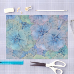 Blue carnations in vintage style tissue paper