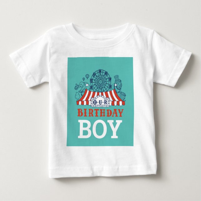 Blue Carnival Circus Baby Birthday Kids HouseParty T-Shirt (Front)