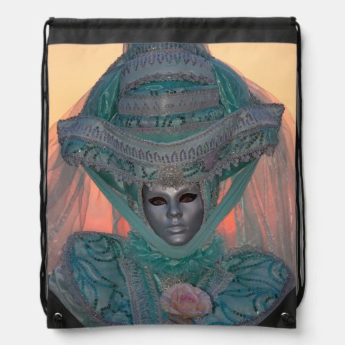 Blue Carnival Costume Venice Drawstring Bag