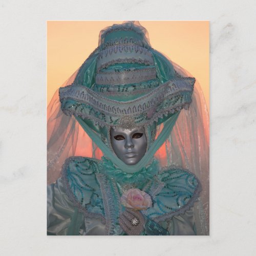 Blue Carnival Costume Venice Postcard