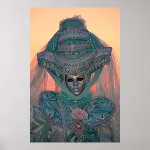 Blue Carnival Costume Venice Poster