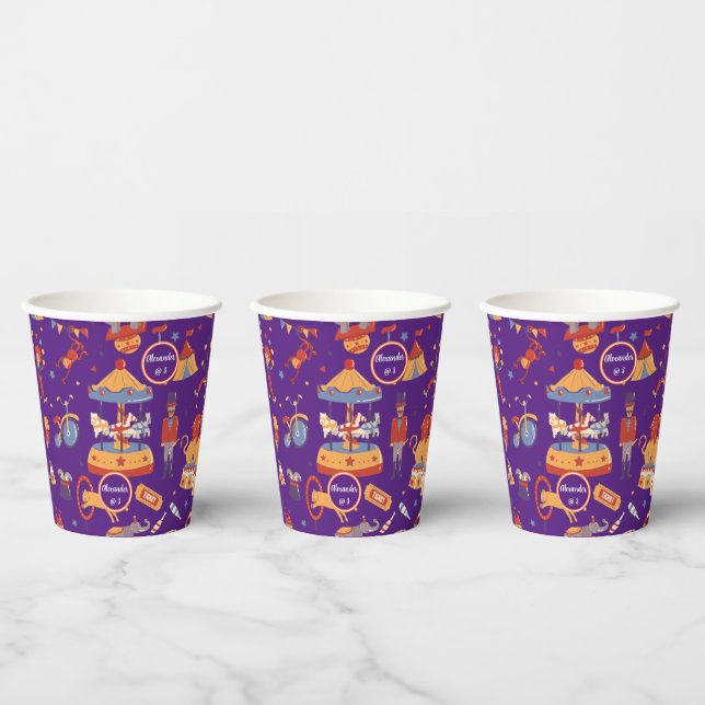 Blue Carnival Kids' Birthday Circus Pattern Clown Paper Cups (Multi)