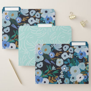 Blue Carolina Floral File Folders